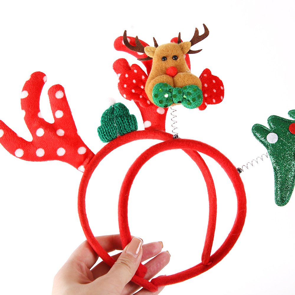Hot Selling Plastic Deer Horn Five-Star Colorful Christmas Elastic Headband Hat for Party Festival Decoration