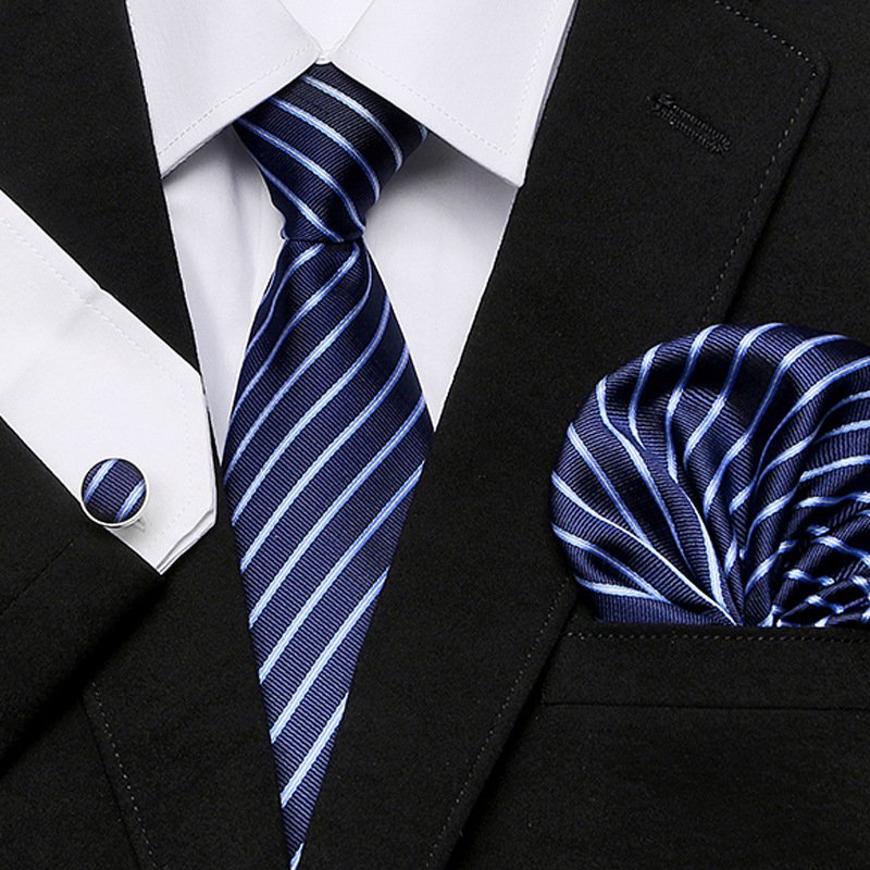 High-quality wholesale neck ties for men custom ties pocket square cufflink necktie set with gift box