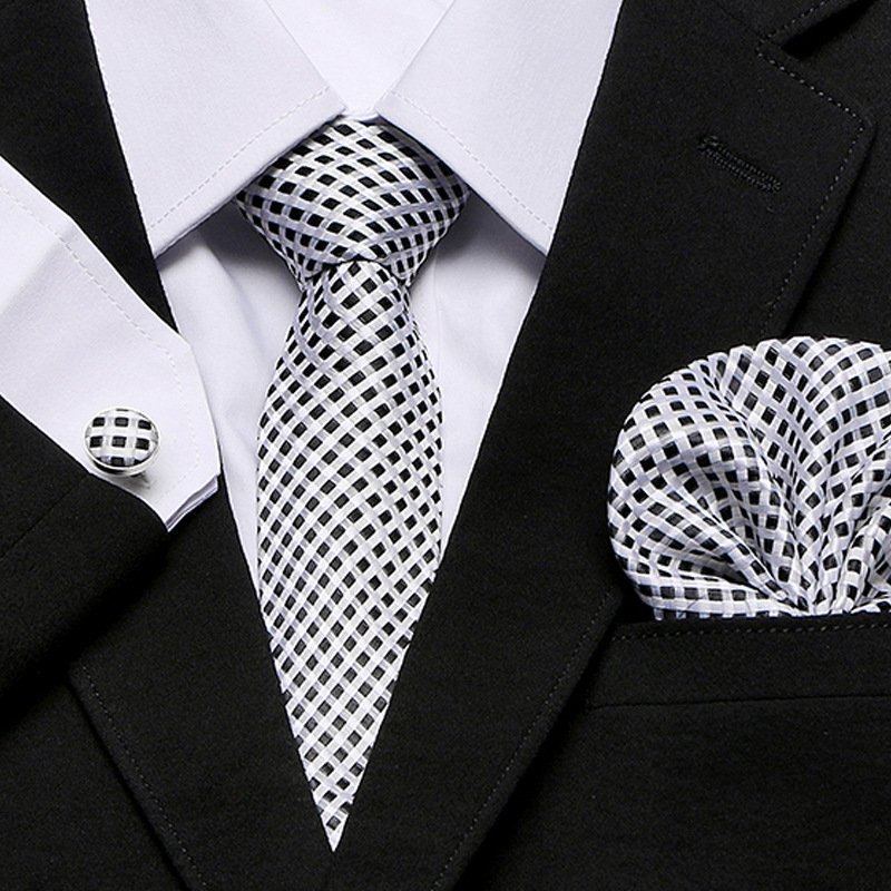 High-quality wholesale neck ties for men custom ties pocket square cufflink necktie set with gift box