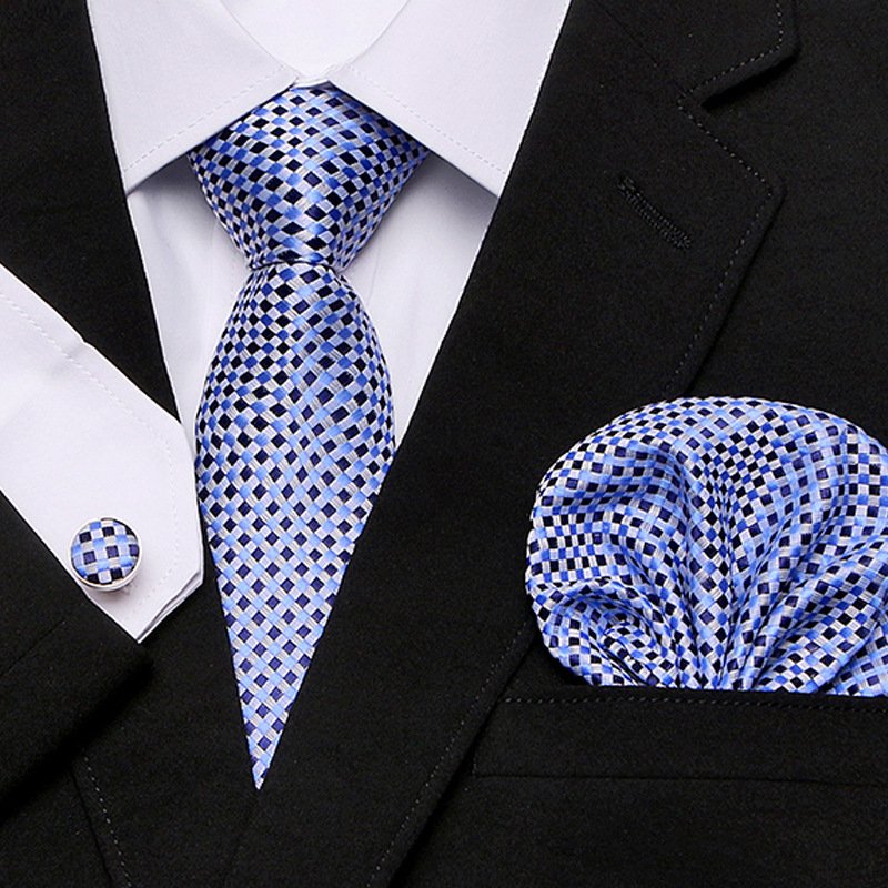 High-quality wholesale neck ties for men custom ties pocket square cufflink necktie set with gift box