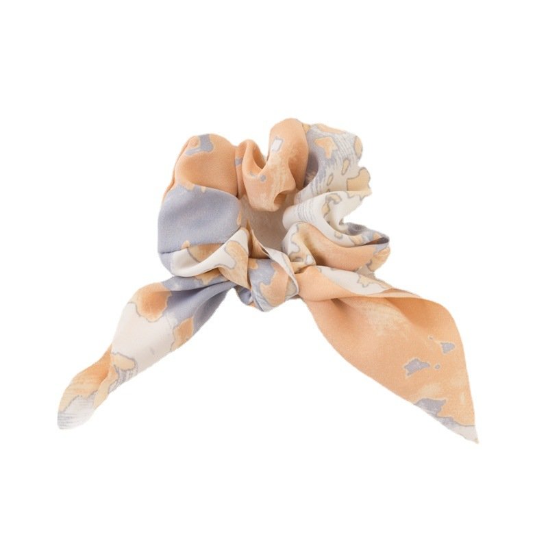 New Arrival Women Tie-dye Hair Scrunchies Elastics Silk Hair Scrunchies Rabbit Ears Hair Ties for Girls Women