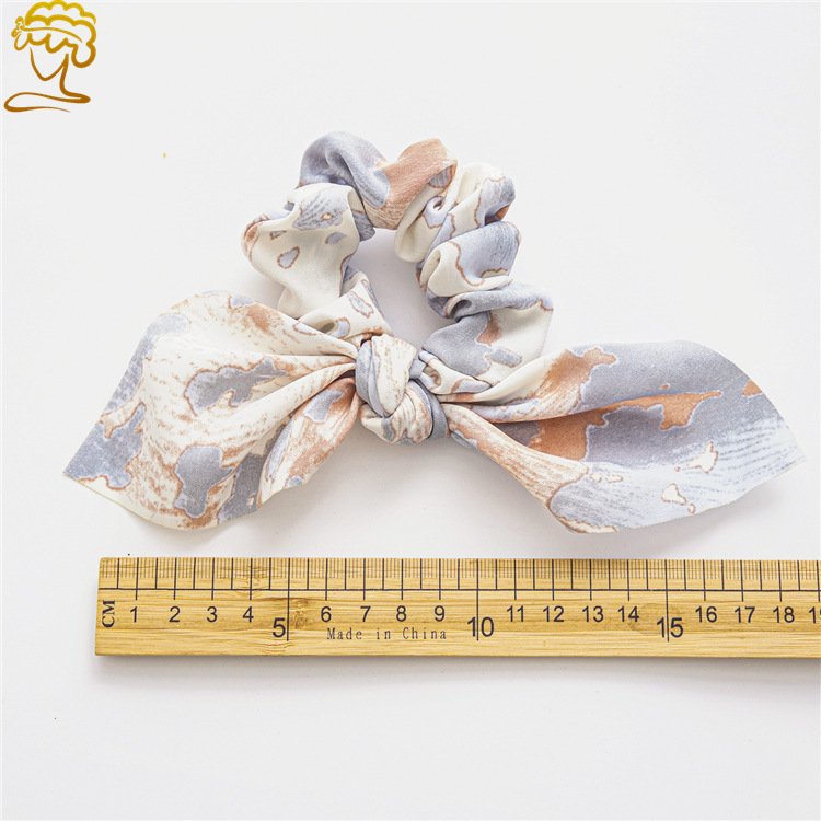 New Arrival Women Tie-dye Hair Scrunchies Elastics Silk Hair Scrunchies Rabbit Ears Hair Ties for Girls Women