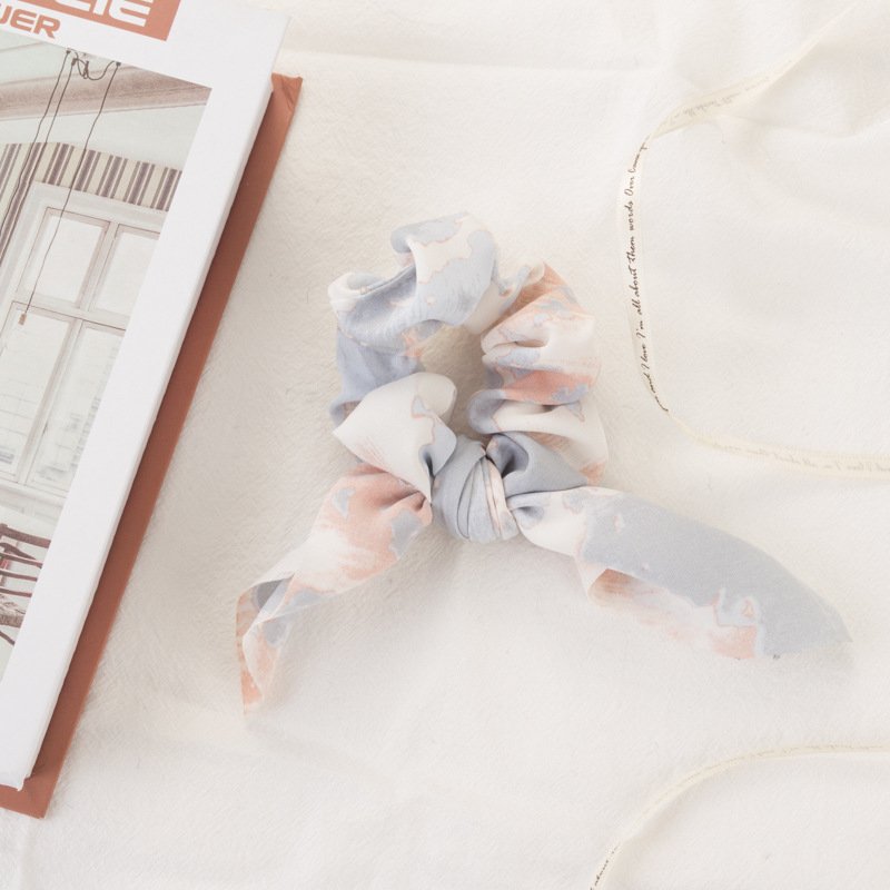 New Arrival Women Tie-dye Hair Scrunchies Elastics Silk Hair Scrunchies Rabbit Ears Hair Ties for Girls Women