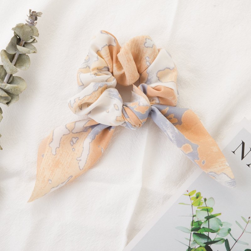 New Arrival Women Tie-dye Hair Scrunchies Elastics Silk Hair Scrunchies Rabbit Ears Hair Ties for Girls Women