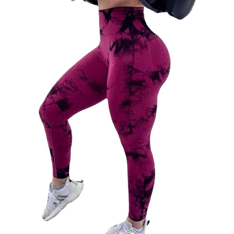 New Women's Gradient Tie Dye Yoga Leggings Running High Jump Fitness Pants Seamless Yoga Pants Push Tights