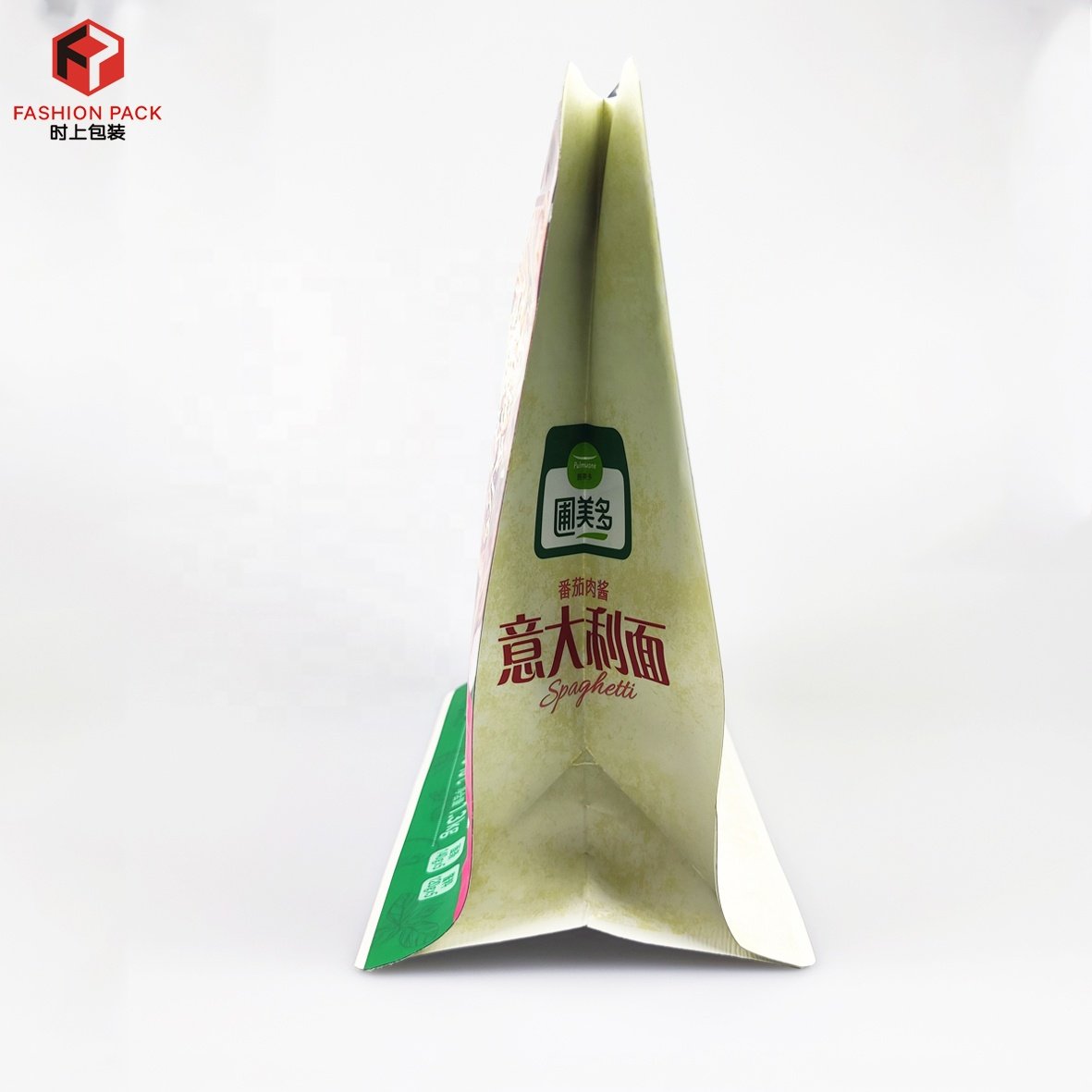 Custom printed logo aluminum foil ziplock frozen meat food bag flat bottom box pouch with pocket zipper
