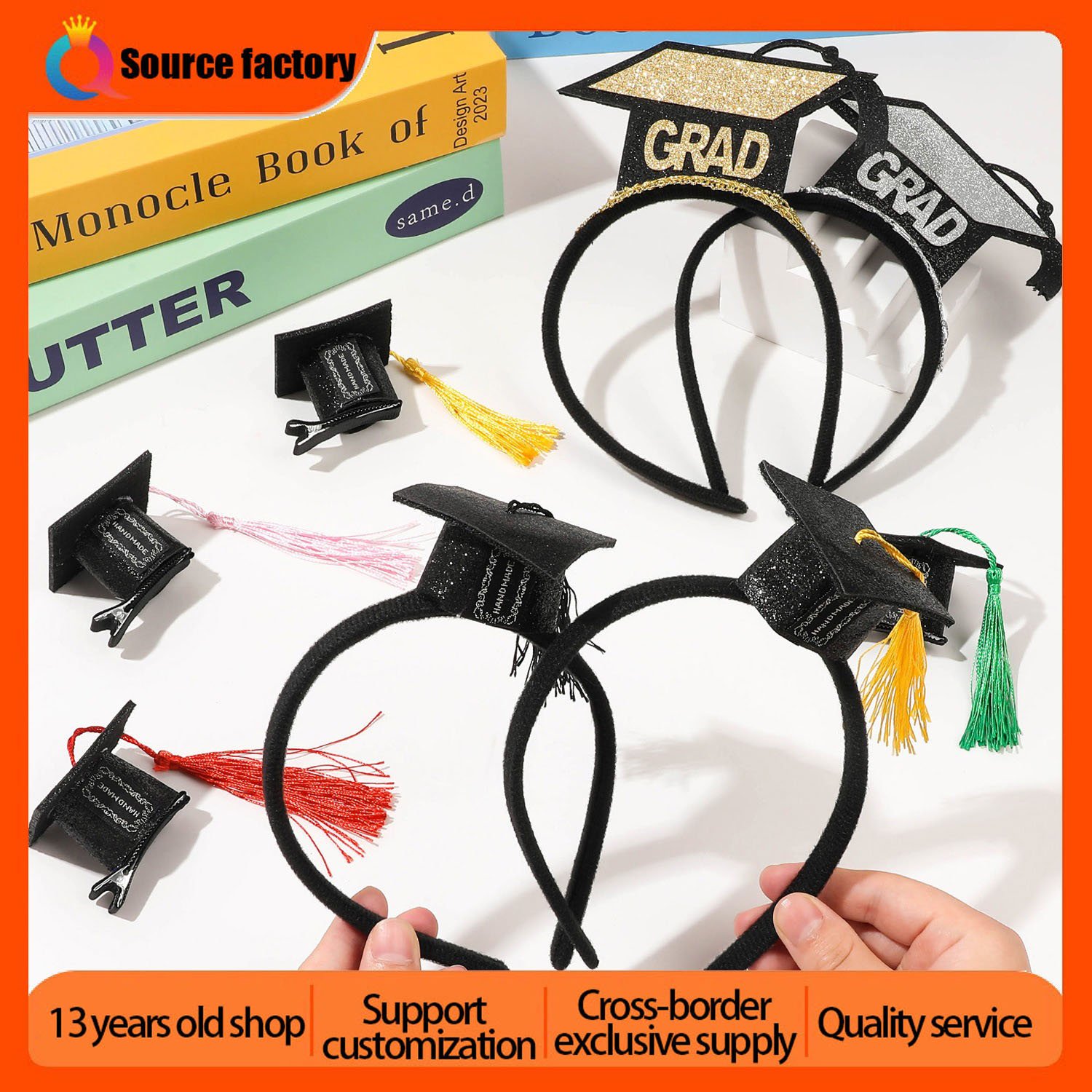 QIYUE Mini Doctoral Hat Graduation Bachelor's Hat Hairband Hairpin High cranial top pressure hair non-slip headband