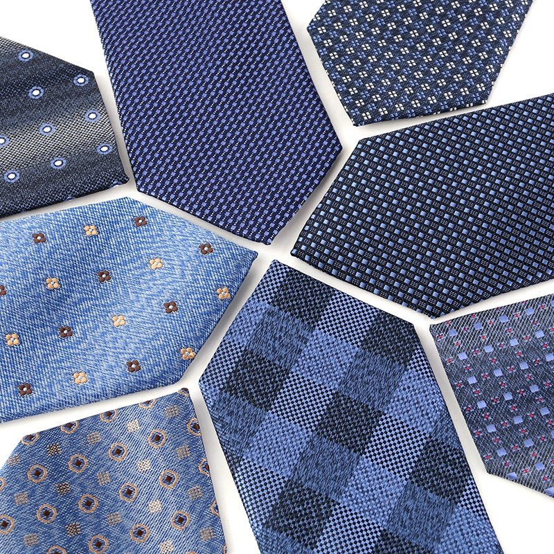 Classic Floral Tie For Men, Denim Blue 7.5cm Stock Necktie Jacquard Woven 100% Polyester Men's Luxury Ties For Business Party