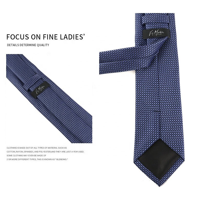 Classic Floral Tie For Men, Denim Blue 7.5cm Stock Necktie Jacquard Woven 100% Polyester Men's Luxury Ties For Business Party