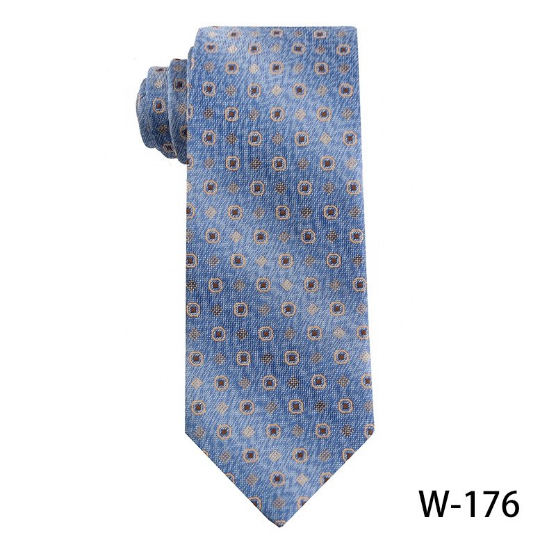 Classic Floral Tie For Men, Denim Blue 7.5cm Stock Necktie Jacquard Woven 100% Polyester Men's Luxury Ties For Business Party