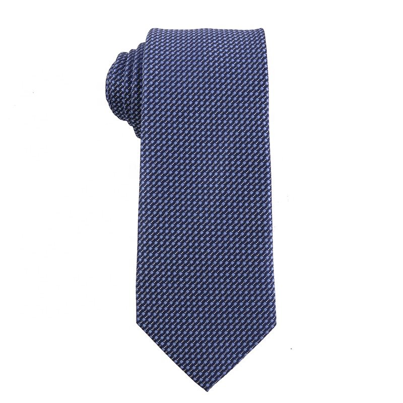 Classic Floral Tie For Men, Denim Blue 7.5cm Stock Necktie Jacquard Woven 100% Polyester Men's Luxury Ties For Business Party