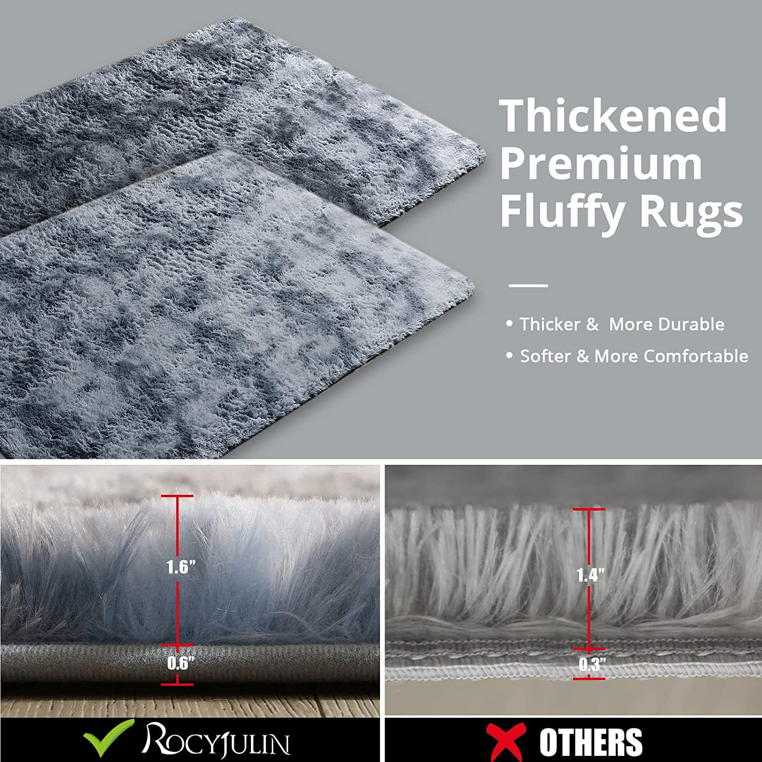 Super Soft Living Room Shag Area Rugs Faux Fur Rug Plush Tie-Dyed Shaggy Throw Carpets