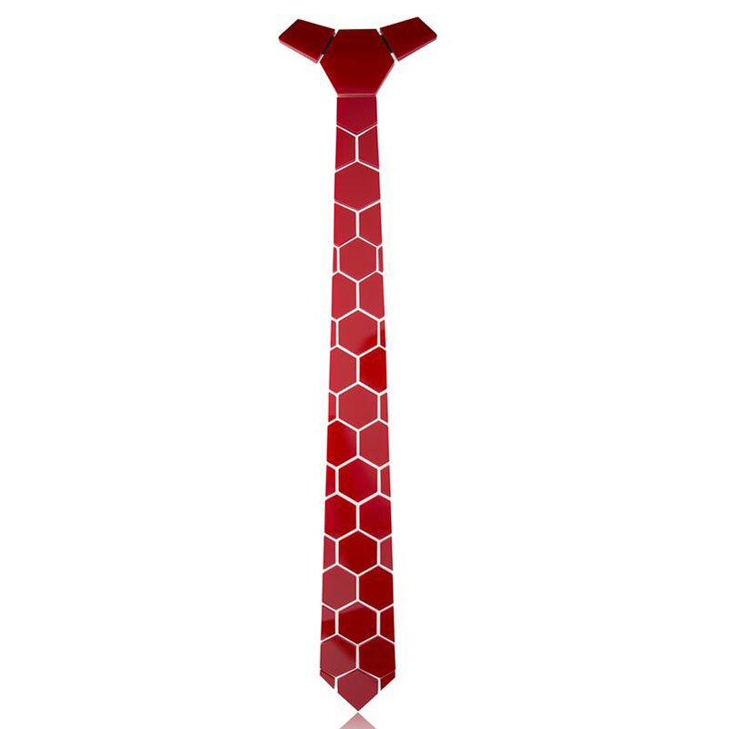 Hamocigia Factory Supplier Custom Skinny Hex Hexagon Low Gloss Acrylic Leather Mirror Tie
