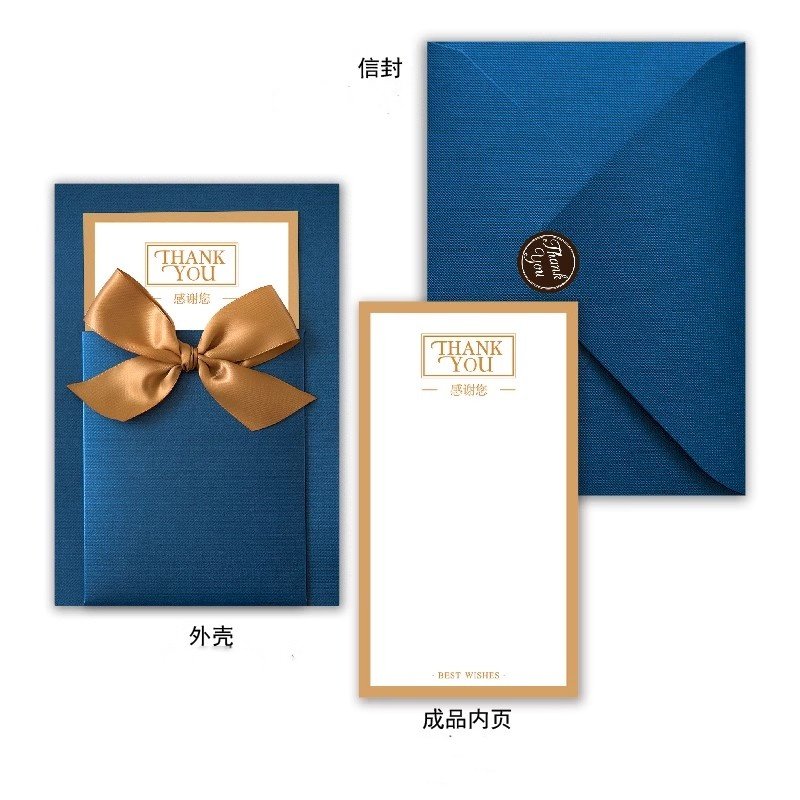 Handmade Custom Printed Paper Envelope Packaging Wallet Paper Envelope with Ribbon Gift Thank You Envelope Card