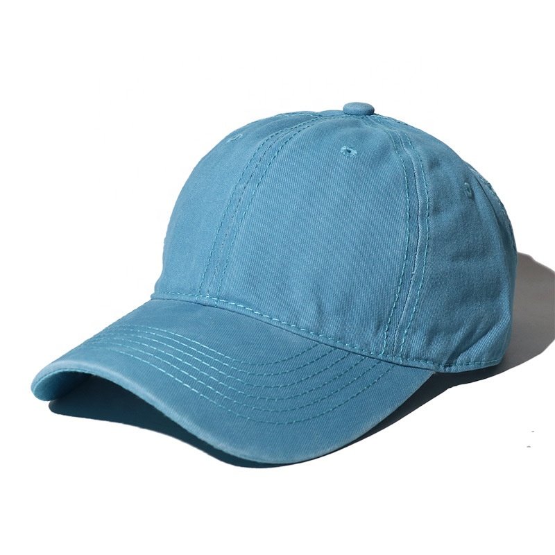 High Quality Blue Blank 6-Panel Baseball Cap Washed Cotton Tie Dye Baseball Cap Custom Design Jeans Cap