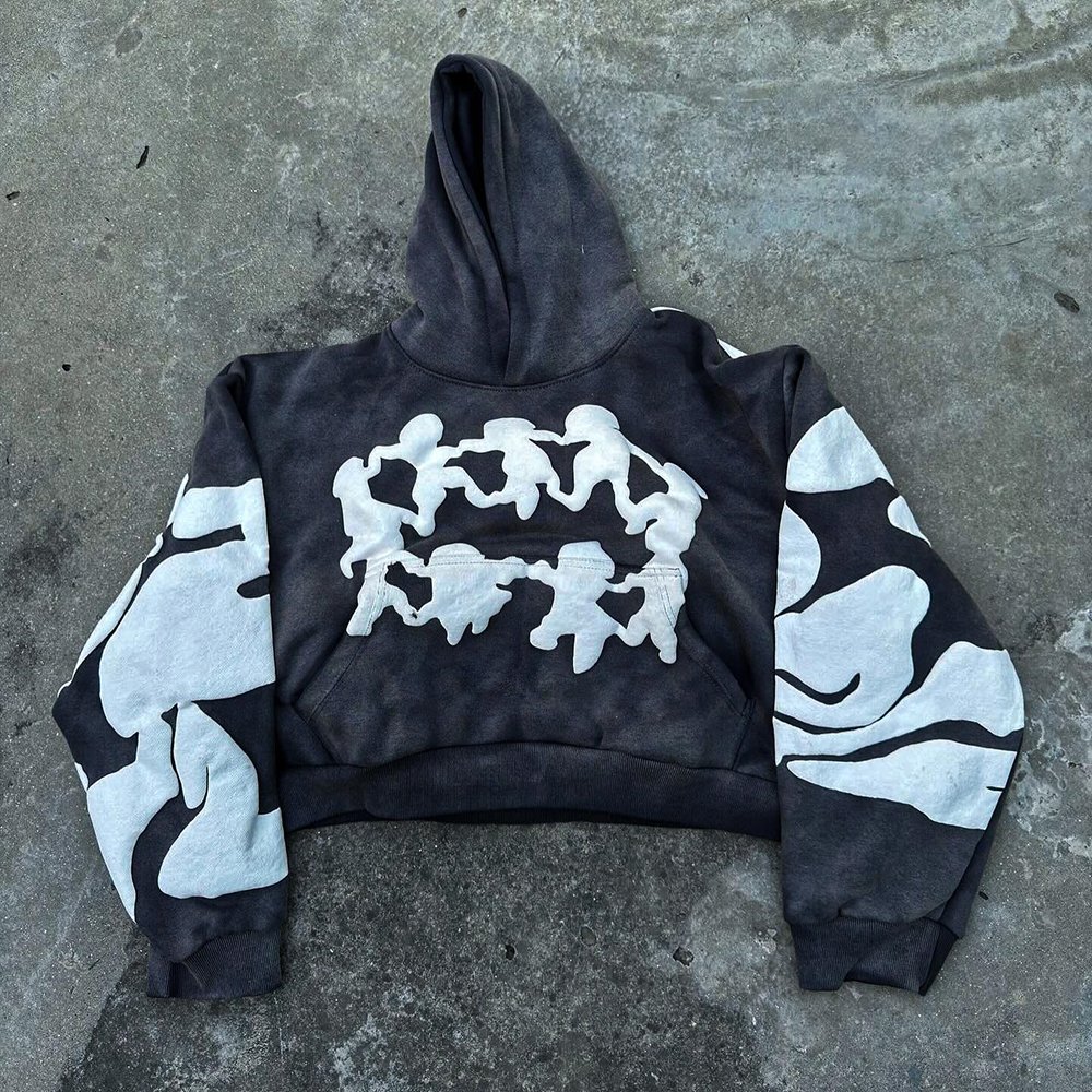 Huili Factory High Quality Thick Cotton Unisex Oversized Hoodies Custom 500 Gsm Heavyweight Boxy Fit Men 3D Puff Printing Hoodie