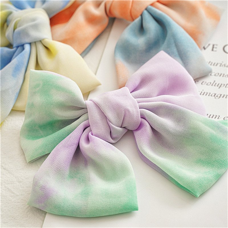 Wholesale hair bows with clips fashion women tie dye hair barrette bow