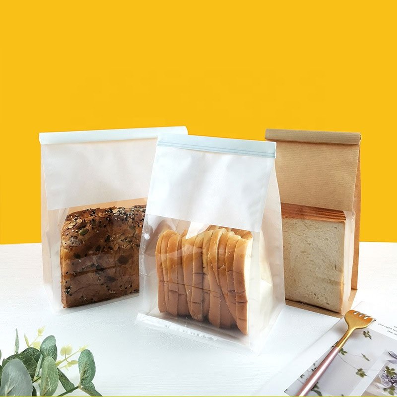 Wholesale White/brown Sliced Toast Bread Paper Bag Tin Ties Bag Croissant Massava Kraft Paper Bag