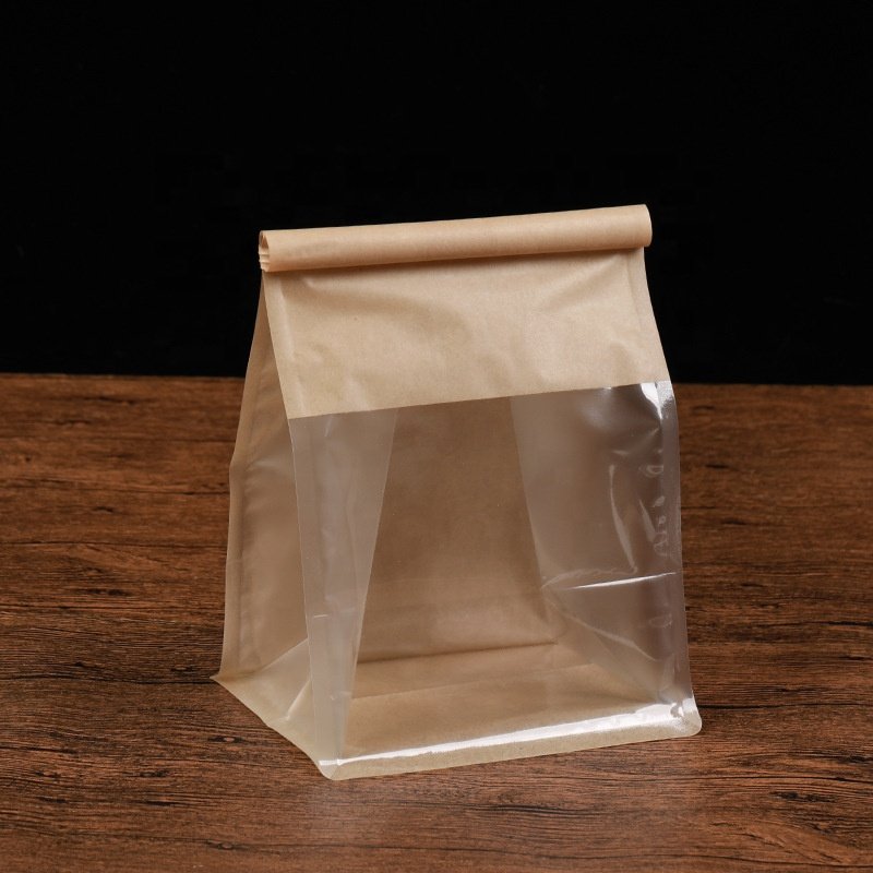 Wholesale White/brown Sliced Toast Bread Paper Bag Tin Ties Bag Croissant Massava Kraft Paper Bag