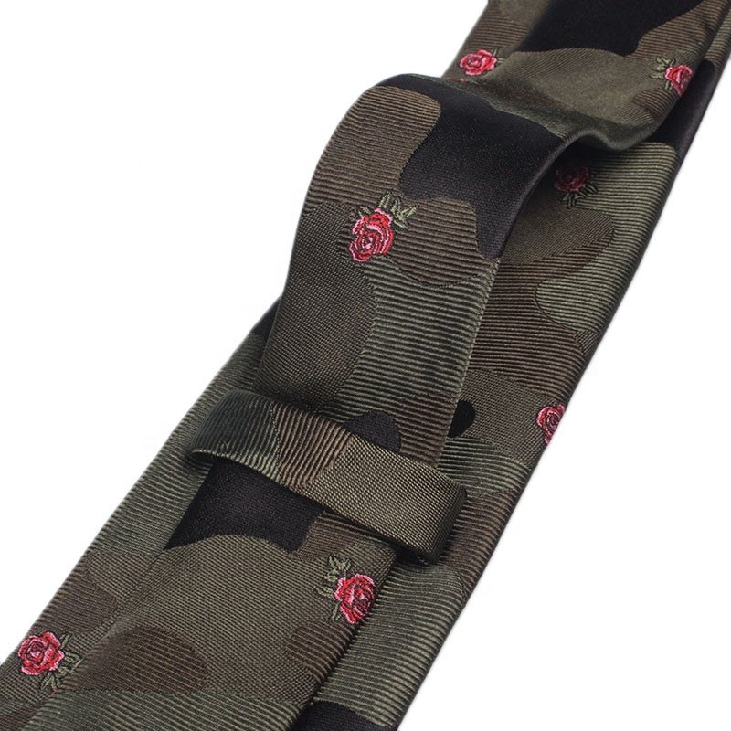 Dark Green Mens Designer Tartan Plaid Neck Ties For Men Red Flower Silk Skinny Formal Logo Tie