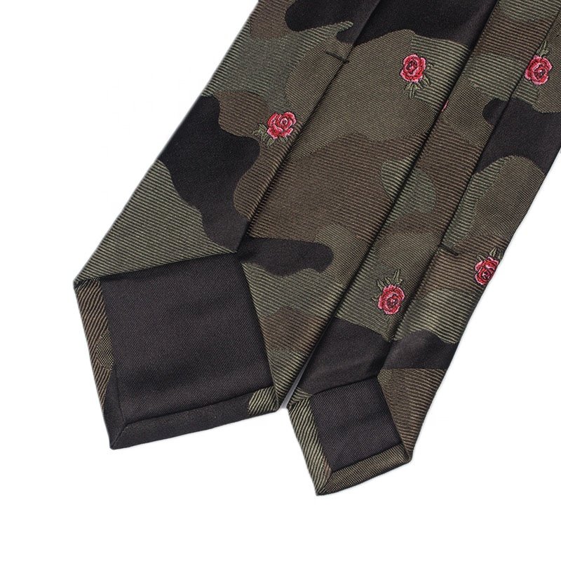 Dark Green Mens Designer Tartan Plaid Neck Ties For Men Red Flower Silk Skinny Formal Logo Tie