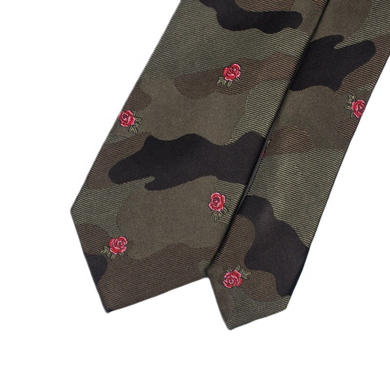Dark Green Mens Designer Tartan Plaid Neck Ties For Men Red Flower Silk Skinny Formal Logo Tie