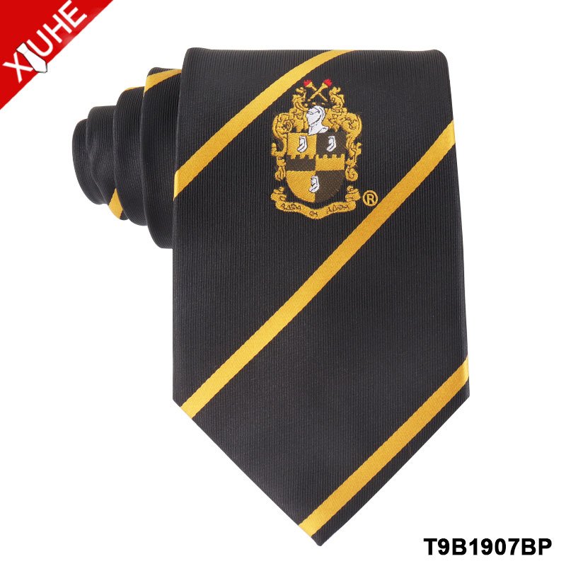 Handmade Uniform Ties Black School Striped Mens Necktie Checked Custom Polyester Logo Tie