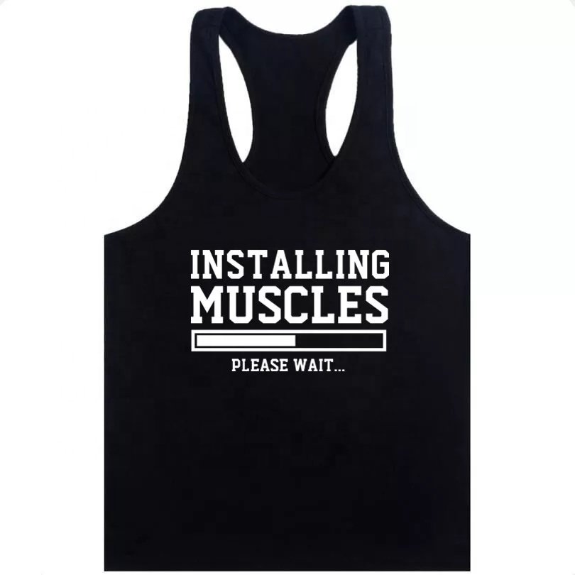 Manufacturer Custom Logo Gym Fitness Men Bodybuilding Stringer Tank Top Quantity Print XXL Cotton Gun OEM Customized Anti Style