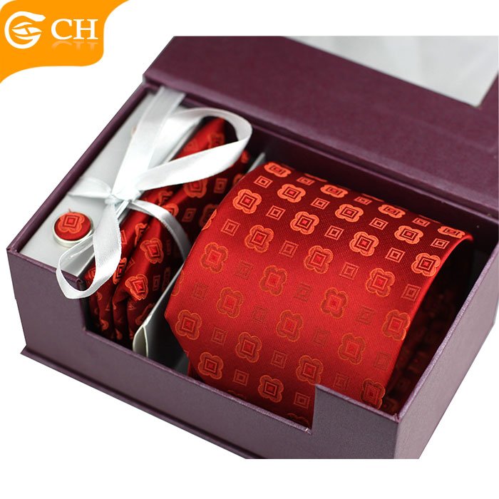 Neck Tie Clip Gift Set Pocket Square Cufflinks Tie and Handkerchief Set For Gift