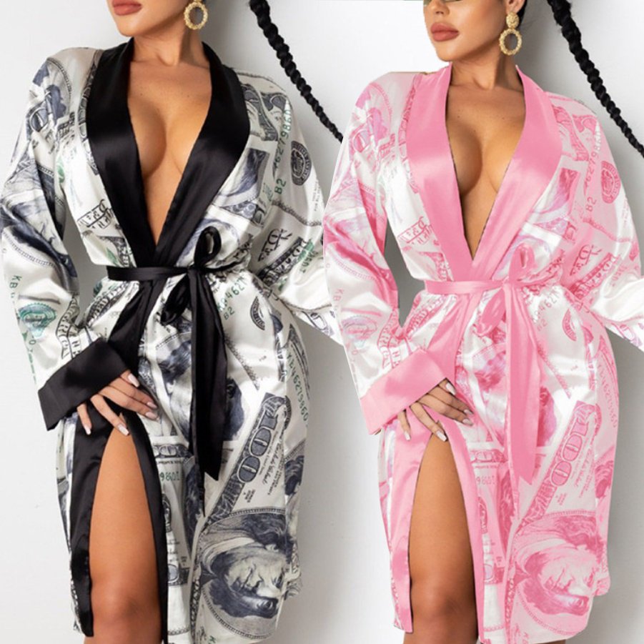 New design Pajamas Femme silk satin pajamas sleepwear robe pajama lounge wear womens robes women