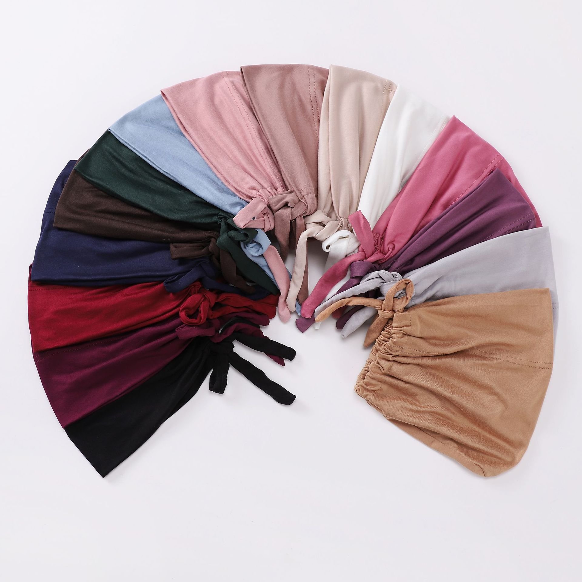 Wholesale Custom Modal Head Turban Bonnet Women Milk Silk Turban Cap Muslim Under Hijab Hats With Drawstring Adjustable For Lady