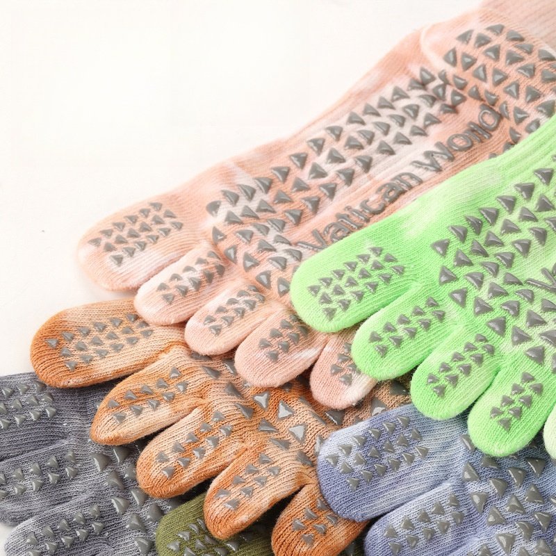 Jingwen OEM Tenidos Anudados Calcetines Non-Slip Five Finger Long Yoga Socks Casual Socks Breathable Tie Dye Pilates Socks