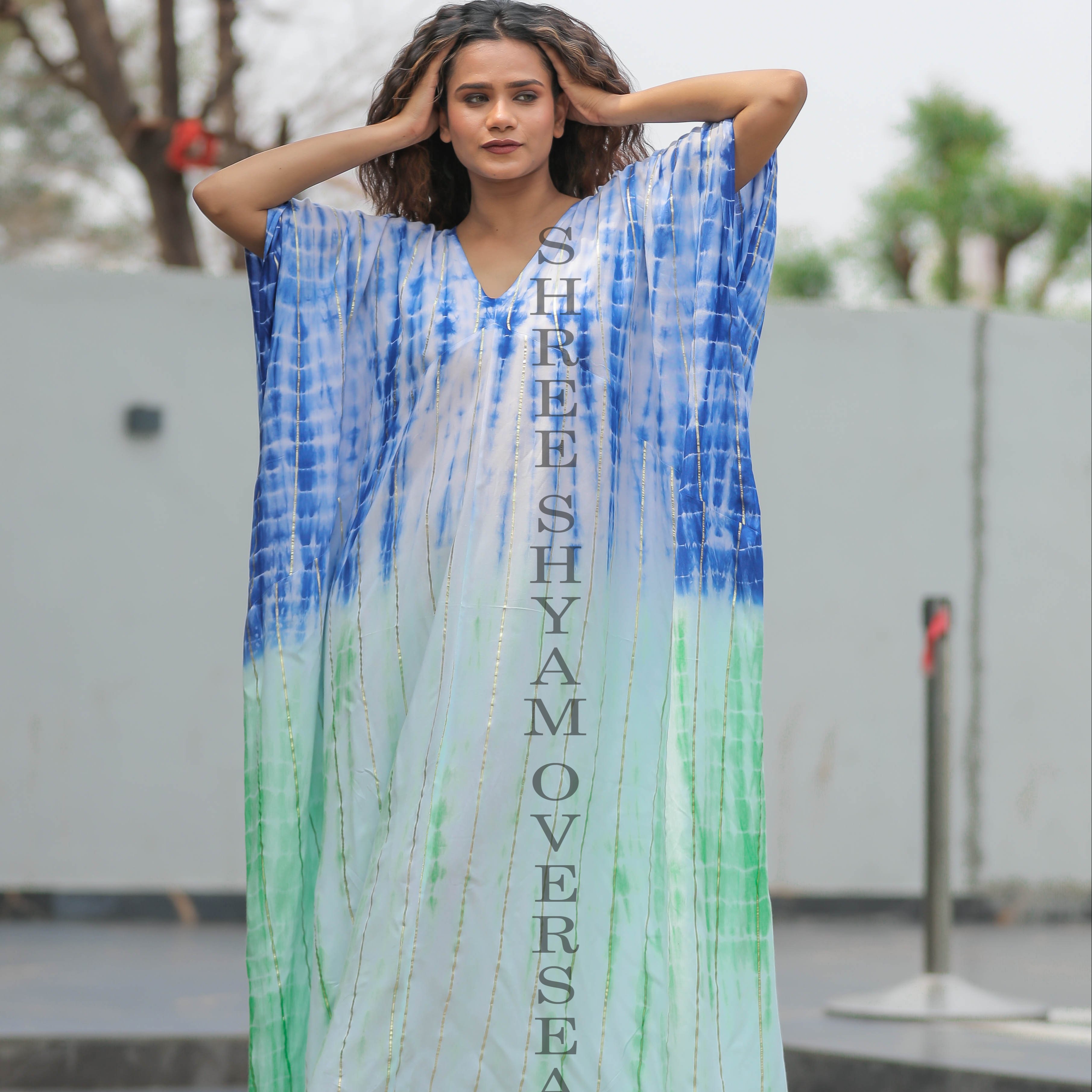 Summer Trending Women Wear Rayon Tie dye long kaftan