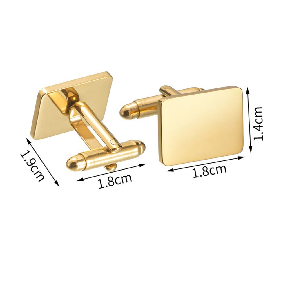 Rectangular Cufflinks 18*14mm High Quality Custom Logo Blanks Base Rectangle Cuff Links Stainless Steel Suit Shirt Cufflink Gift