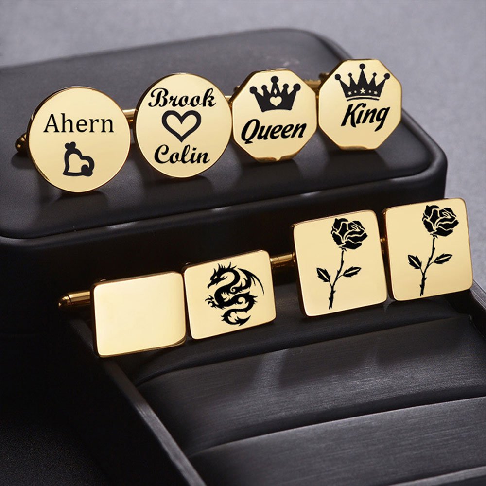 Rectangular Cufflinks 18*14mm High Quality Custom Logo Blanks Base Rectangle Cuff Links Stainless Steel Suit Shirt Cufflink Gift