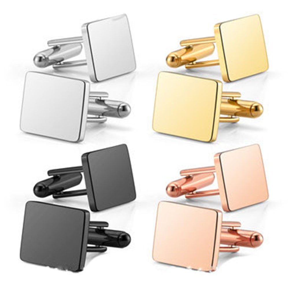 Rectangular Cufflinks 18*14mm High Quality Custom Logo Blanks Base Rectangle Cuff Links Stainless Steel Suit Shirt Cufflink Gift