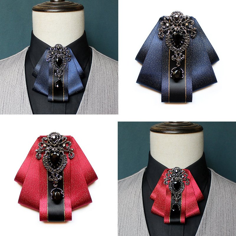 Customized Purple Rhinestone Women Bow Ties For Men Luxury Polyester Ribbon Bowtie Butterfly For Party Wedding
