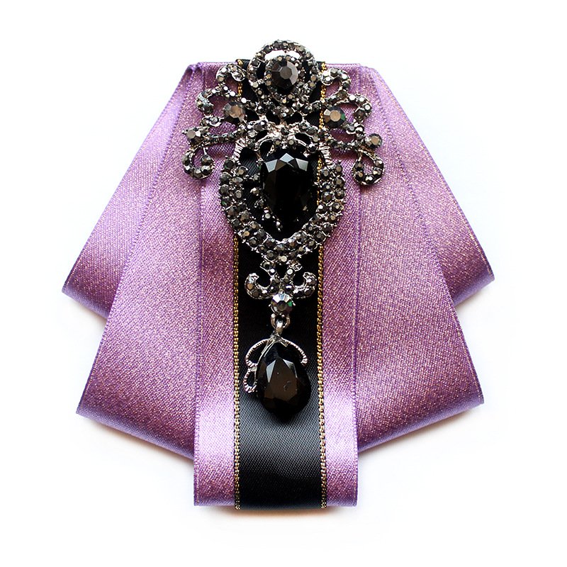 Customized Purple Rhinestone Women Bow Ties For Men Luxury Polyester Ribbon Bowtie Butterfly For Party Wedding