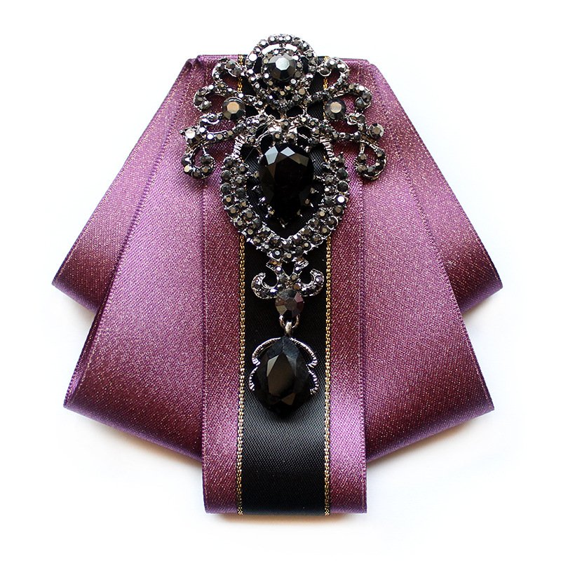 Customized Purple Rhinestone Women Bow Ties For Men Luxury Polyester Ribbon Bowtie Butterfly For Party Wedding