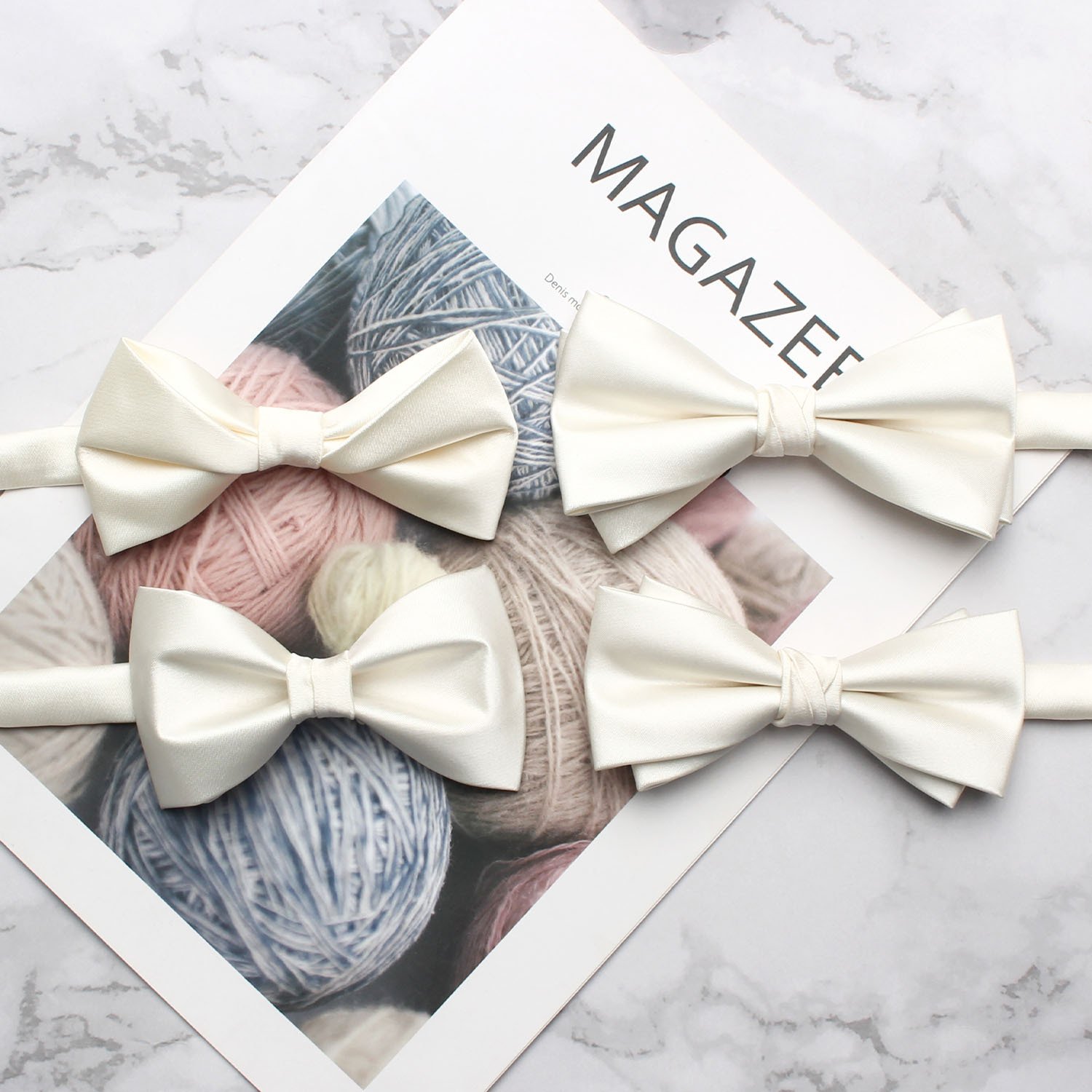 Luxury Wedding Day Bigger Size Classic White Gift Men's Bowtie Handkerchief Self Tie Bowties Solid Party