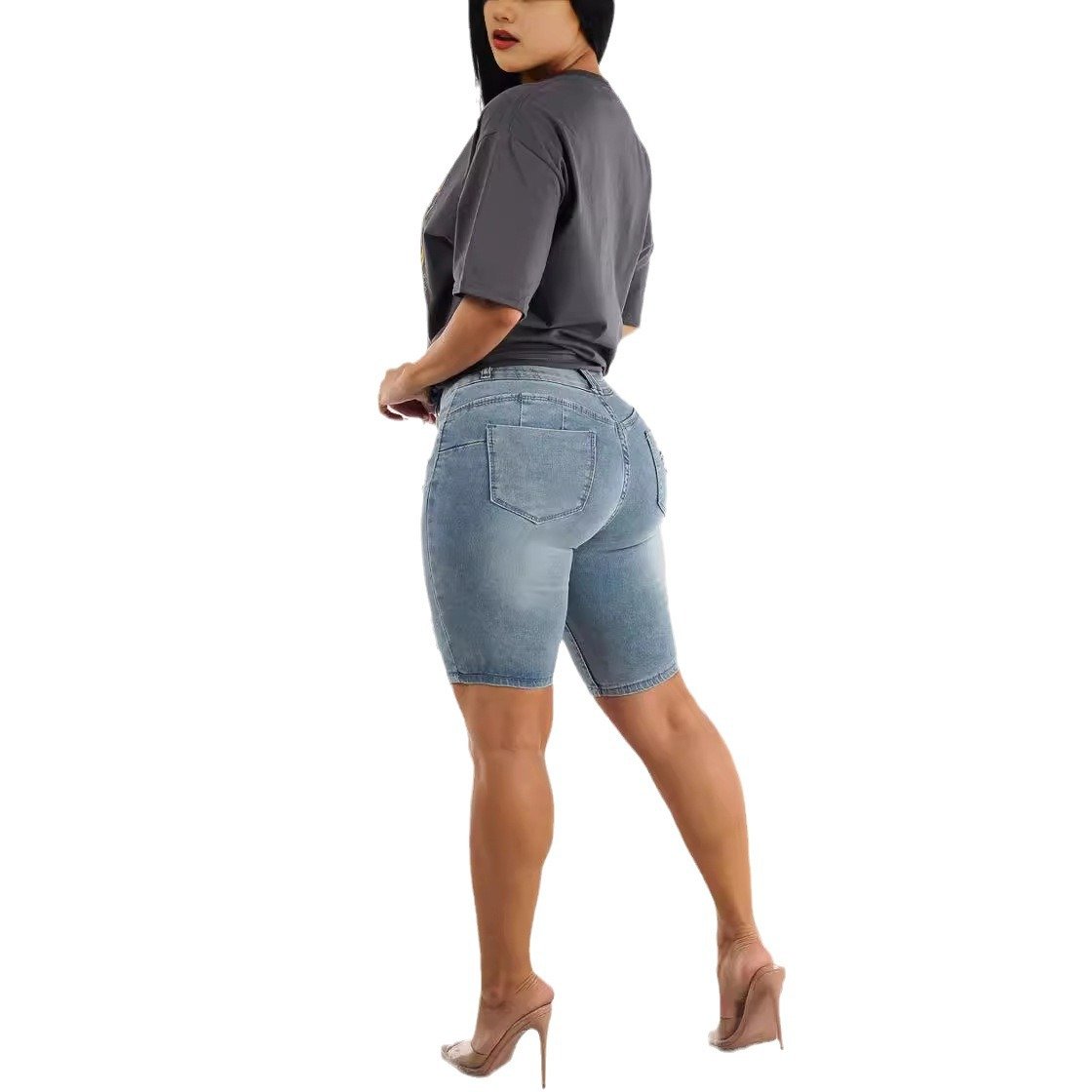 Women Summer Destroyed Hole High Waisted Mini Shorts Casual Women Elastic Slim Bodycon Denim Shorts Ripped Jeans Wholesale
