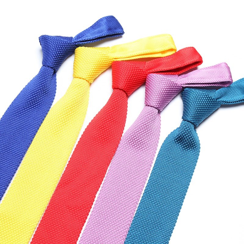 27 colors plain in stock plain solid color polyester knitted tie for men