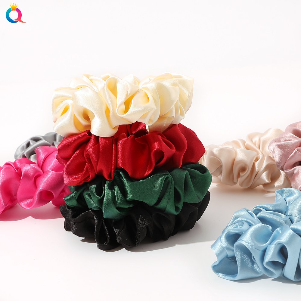 small size artificial silk satin women hair scrunchies scrunchy ponytail holder