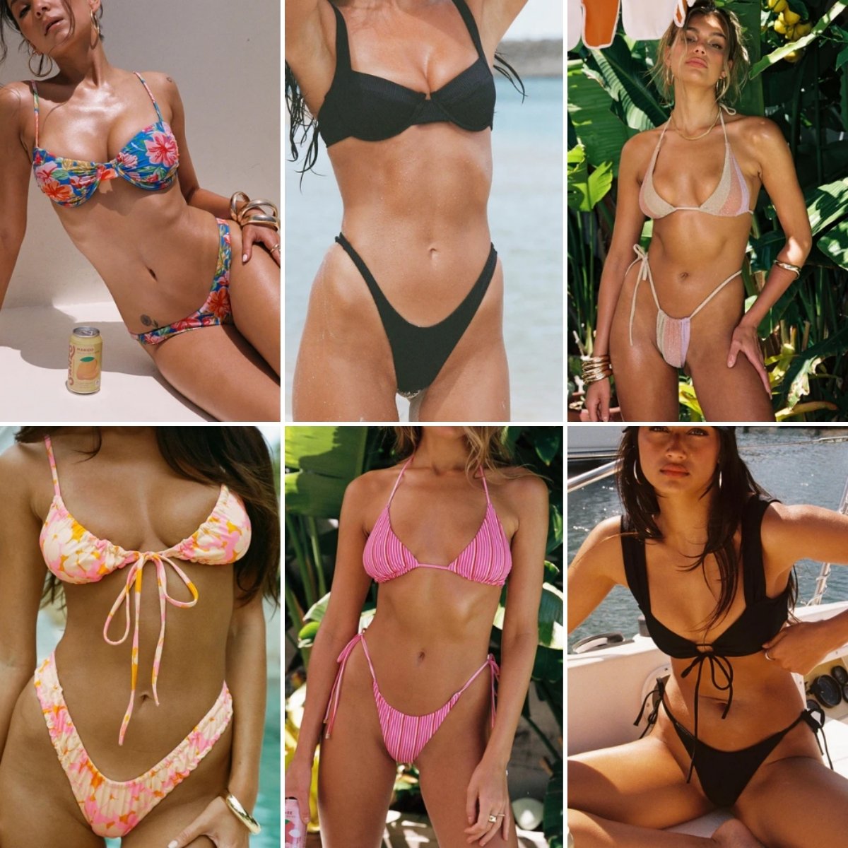 Women's brand new sexy printed strap swimsuit bikini high waisted pleated edge mixed bikini set