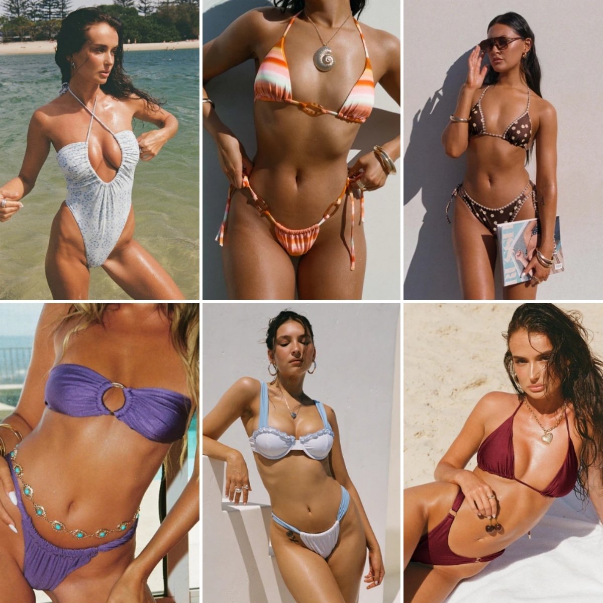 Women's brand new sexy printed strap swimsuit bikini high waisted pleated edge mixed bikini set