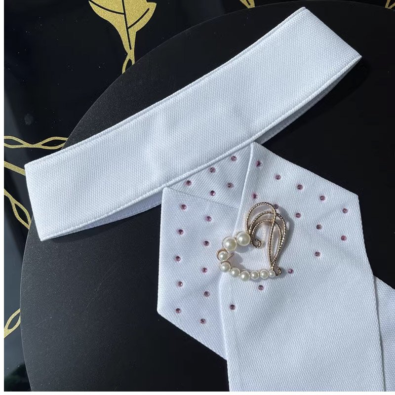 OEM White color Cotton fabric Horse riding shirts Ready tied Stocktie dressage equestrian stock tie for competition