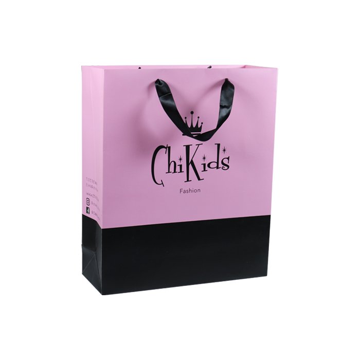 Wholesale Gift Shopping Art Pink Paper Bag Custom Your Own Logo With Ribbon Handle