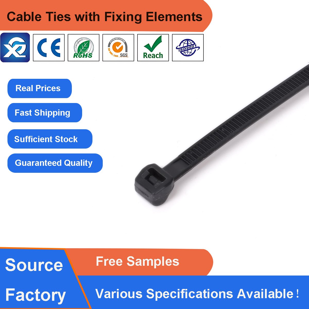 4.6*250mm External Teeth Cable Zip Ties with Teeth on The Outside to Avoid Wire Harness Scratching
