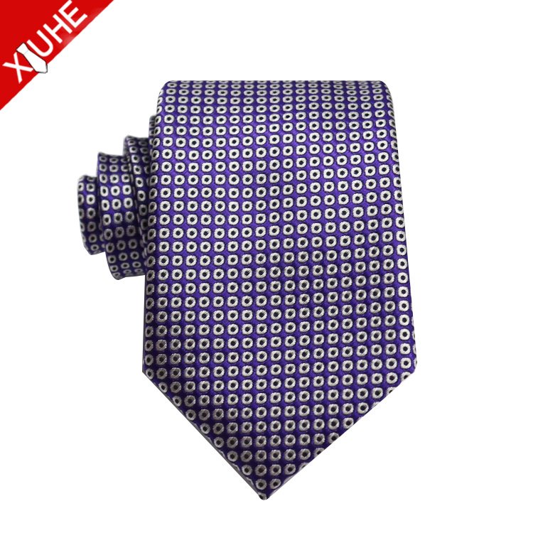 New Design Tie Custom Logo Purple Color Woven Necktie Dot Pattern Custom Polyester Mens Ties