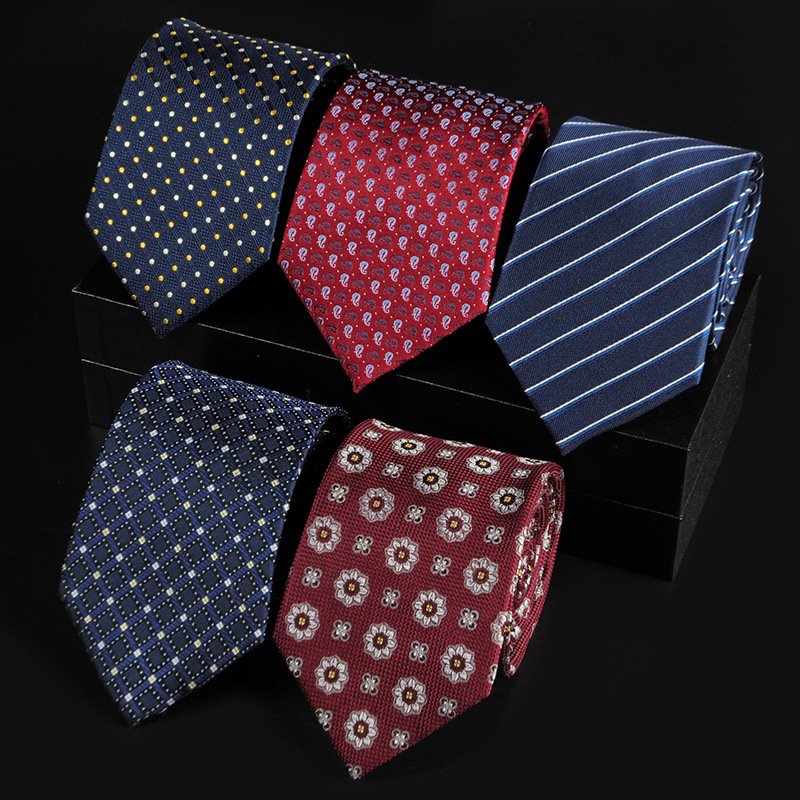 High quality jacquard fashion color formal dress polka dot striped 100% silk necktie wholesale for men